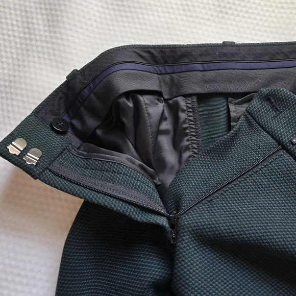 Theory Women's Tailored Trousers in Dark Green & Black - Picture 3 of 6